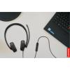 imageLenovo 115 USBAUSBC Wired Stereo Headset  Lightweight NoiseCancelling inLine Control Box USBA to USBC Adapter OverEar Design Headset with Mic for PC and Laptop Black