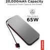 imageLenovo Go USBC Laptop Power Bank 20000 mAh  65W  USBC and USBA Ports  Fast Charging Portable Power Station with Integrated Cable  Model PBLG2W  Storm GreyPower Bank 20000 mAh
