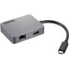 imageLenovo USBC 4in1 Travel Hub Gen2 Multiport Adapter for HDMI VGA USB 31 RJ45 Compatible with USB TypeC Laptops GX91A34575