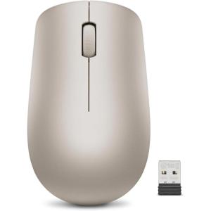 imageLenovo 530 Full Size Wireless Computer Mouse for PC Laptop Computer with Windows  24 GHz Nano USB Receiver  Ambidextrous Design  12 Months Battery Life  Platinum GreyAlmond