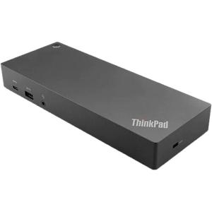 imageLenovo USBC Dual Display Travel Dock w 100W Power Adapter  7 Ports Integrated USBC Cable Universal Compatibility Dual Displays at 4K  BlackHybrid USBC