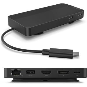 imageLenovo USBC Dual Display Travel Dock w 100W Power Adapter  7 Ports Integrated USBC Cable Universal Compatibility Dual Displays at 4K  BlackUSB Dock