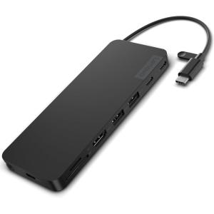 imageLenovo USBC Slim Travel Dock 8 Ports Up to 65W PD Pass Through Integrated USBC Cable 4K Display Support BlackSlim Travel Dock