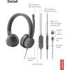 imageLenovo Go Wired ANC Headset  USBC Headphones  Active Noise Cancelling  Rotatable Boom Mic  Certified for Microsoft Teams Iron Grey Large